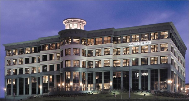 Crescent Office Building in Birmingham, Alabama at night